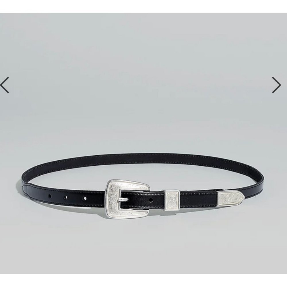 Madewell Womens $65 Leather Western Belt Black Size L NK737